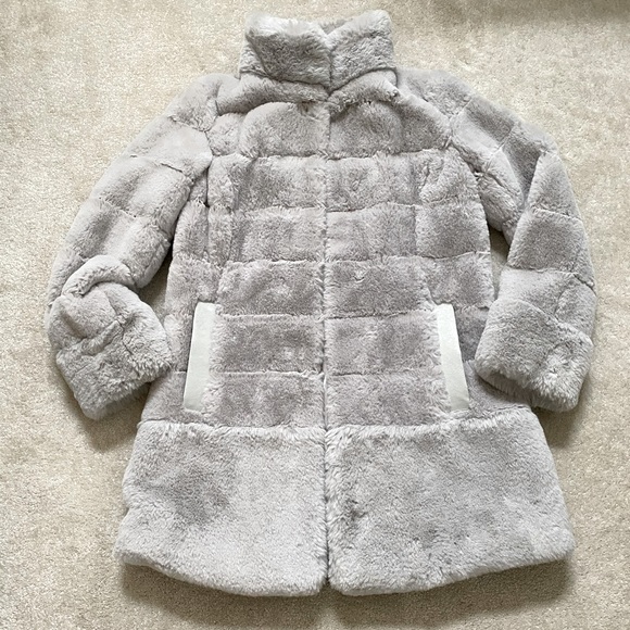 Grey Faux Fur Coat - Like New - Picture 2 of 7